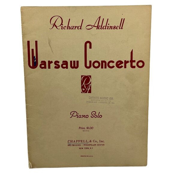 Warsaw Concerto Vintage Piano Solo Sheet Music Richard Addinsell 1942 - Picture 1 of 6
